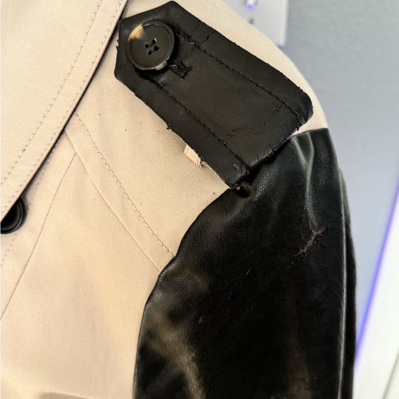 ❌SOLD❌Ann Taylor Trench Coat with Faux Leather Sleeves Small - Picture 11 of 17